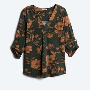 Olive Patty Roll Tab Knit Top